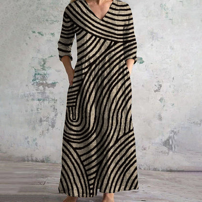 ELARA™ | Vintage Striped Dress