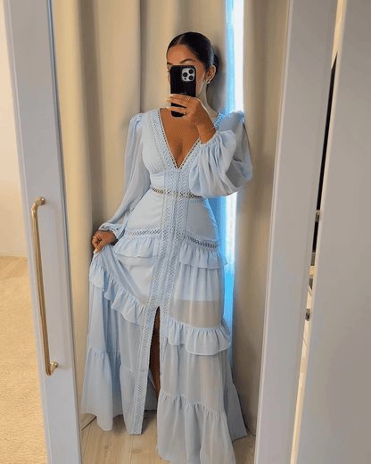 AMY - Tiered Long Sleeve Maxi Dress - Clara & Cove