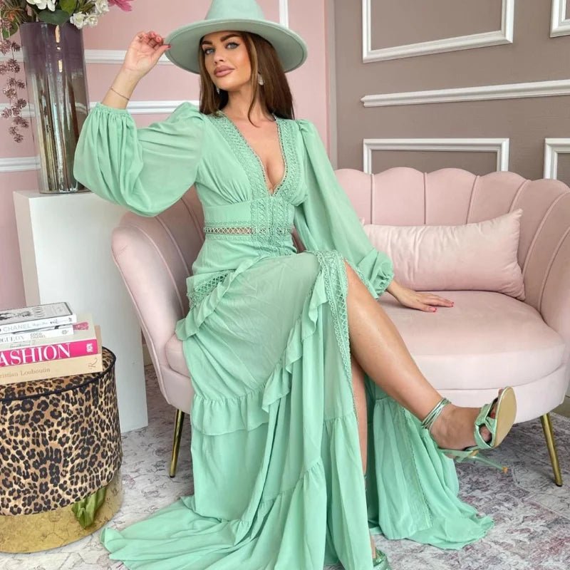 AMY - Tiered Long Sleeve Maxi Dress - Clara & Cove