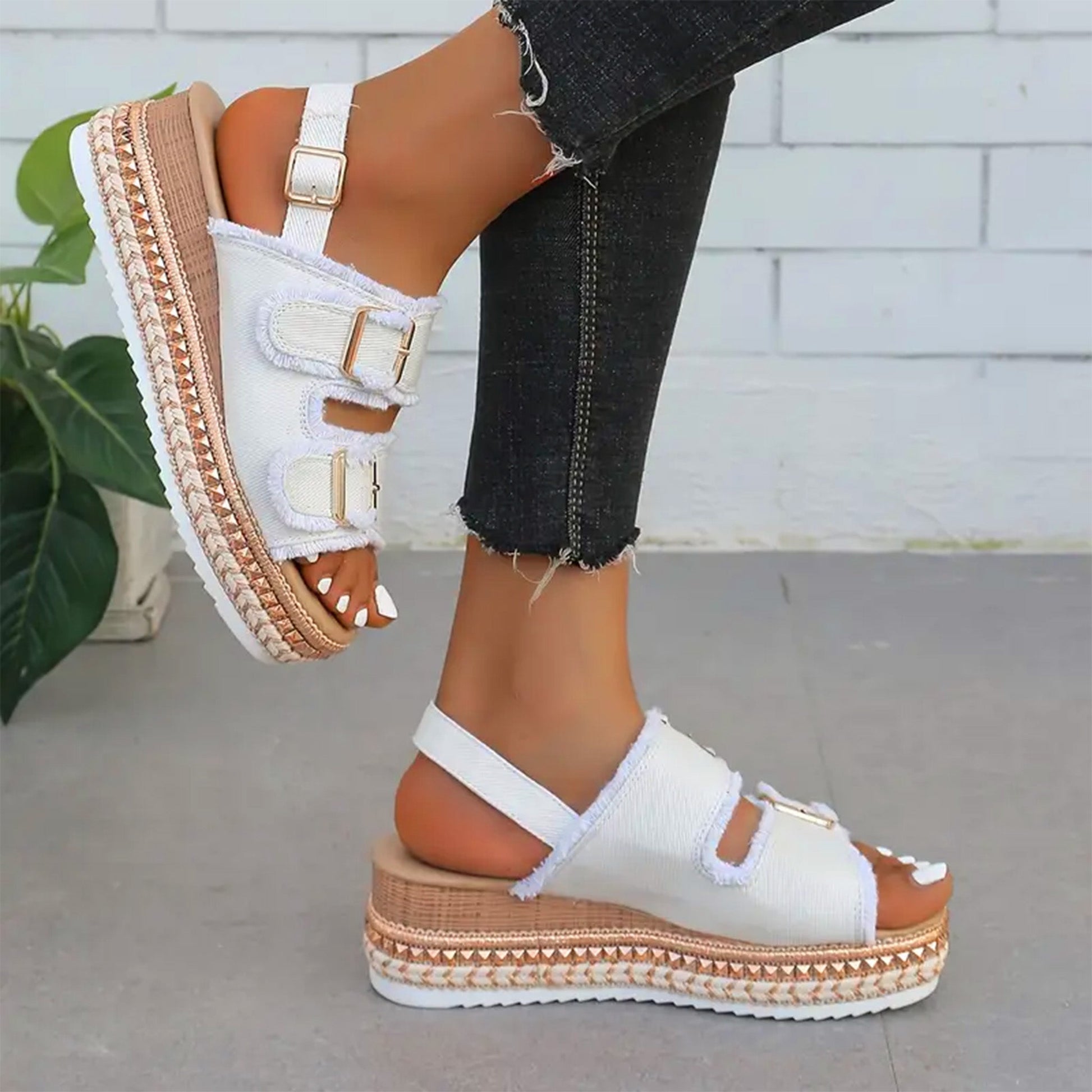 Ayla - Casual Denim Wedges - Clara & Cove