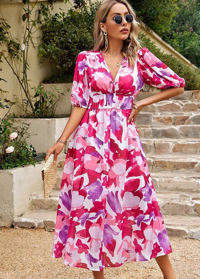 CHELSEA - Floral Midi Dress - Clara & Cove