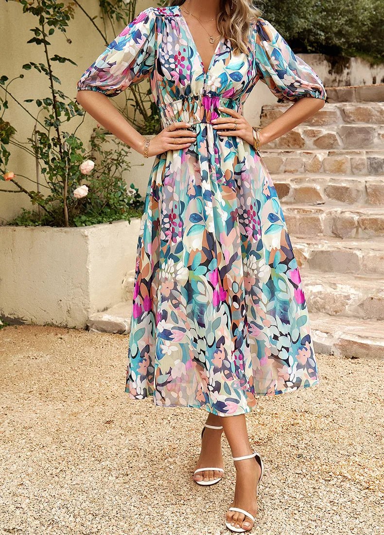 CHELSEA - Floral Midi Dress - Clara & Cove