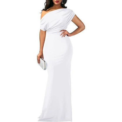 Christine - Elegant High - Neck Slit Dress - Clara & Cove