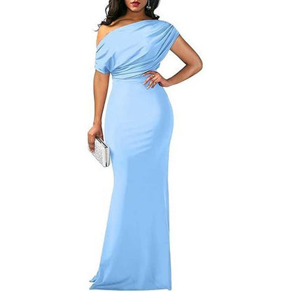 Christine - Elegant High - Neck Slit Dress - Clara & Cove