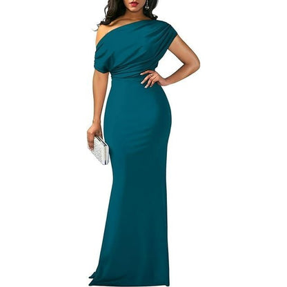 Christine - Elegant High - Neck Slit Dress - Clara & Cove