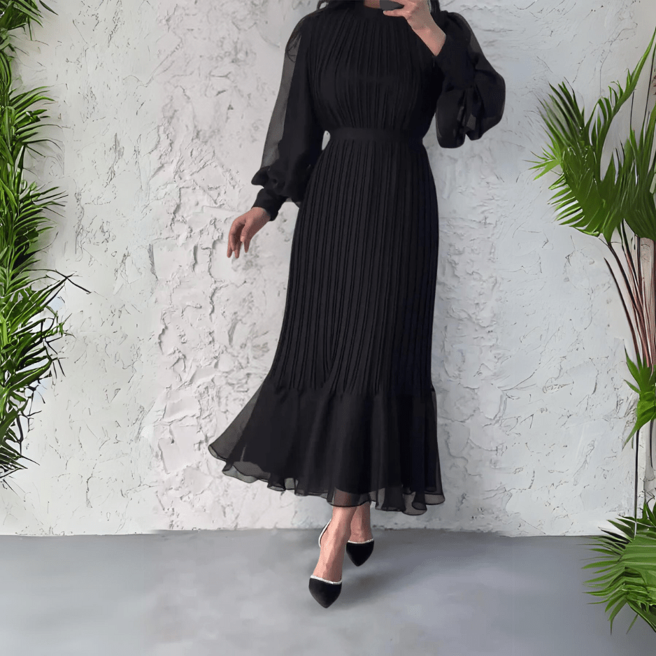 Hannah - Pleated Elegant Dress - Clara & Cove