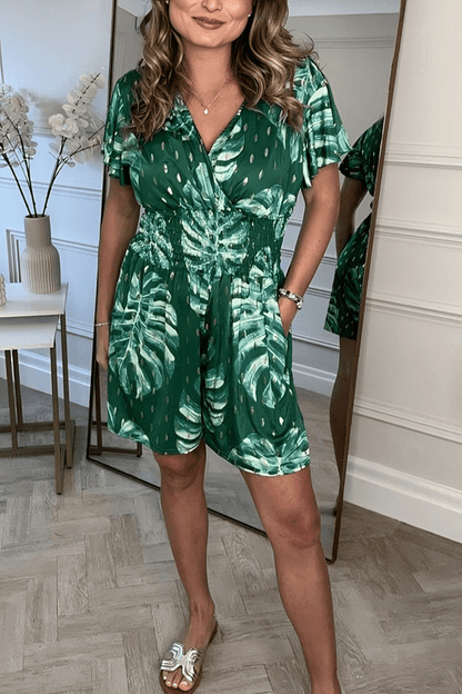 SANDRA™ - Leafy Print Romper - Clara & Cove