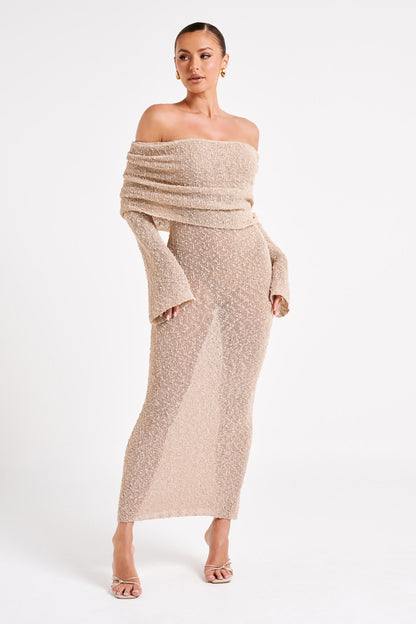 SARA - Off Shoulder Knit Maxi Dress - Clara & Cove